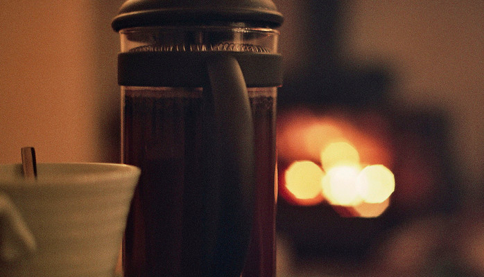 Coffee percolating in a cafetière