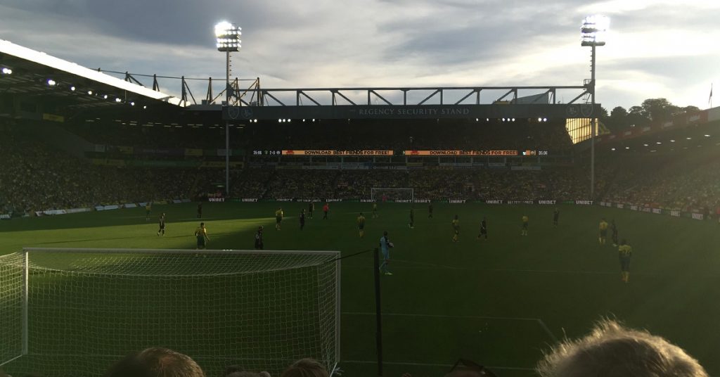 View from The Barclay stand at Carrow Road during a match